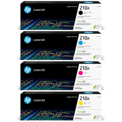 HP 210A Black, Cyan, Magenta, Yellow Original LaserJet Toner Cartridges, W2100AQ1, Total Qty 4