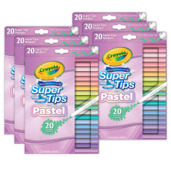 Crayola Supertip Markers, Pastel, 20 Per Pack, Set Of 6 Packs