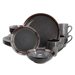 Gibson Elite Priya 16-Piece Stoneware Reactive Glaze Dinnerware Set, Gray