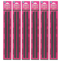 Ashley Productions Mini Magnetic Magi-Strips, 3/8" x 12", Black With White Dots, Set Of 6 Magni-Strip Packs