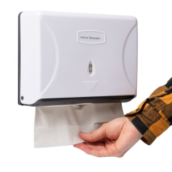 Mind Reader Multi-Fold Mounted Paper Towel Dispenser, 8"H x 10-1/4"W x 3-3/4"D, White