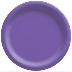 Amscan Round Paper Plates, New Purple, 6-3/4", 50 Plates Per Pack, Case Of 4 Packs