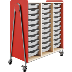 Safco® Whiffle Triple-Column 30-Drawer Rolling Storage Cart, 48"H x 43-1/4"W x 19-3/4"D, Red