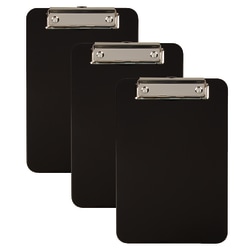 Office Depot® Brand Plastic Memo Clipboard, 6" x 9", Black, Pack Of 3 Clipboards