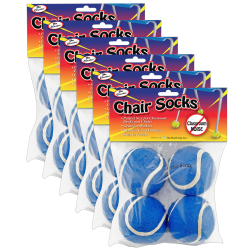 The Pencil Grip Chair Socks, 2-3/4" x 2-3/4", Blue, 4 Socks Per Pack, 6 Packs Of Socks