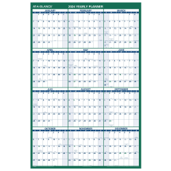 2024 AT-A-GLANCE® Vertical Reversible Erasable Yearly Wall Calendar, 48" x 32", January to December 2024, PM31028