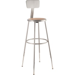 National Public Seating Adjustable Hardboard Stool With Back, 31"-39"H, Gray