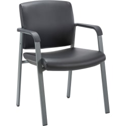Lorell Healthcare Upholstery Guest Chair - Steel Frame - Square Base - Black - Vinyl - Armrest - 1 Each