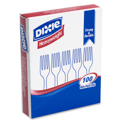 Dixie® Heavyweight Utensils, Forks, White, Box Of 100 Forks