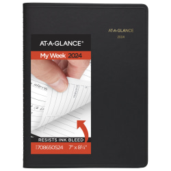 2024-2025 AT-A-GLANCE® 13-Month Weekly Appointment Book Planner, 7" x 8-3/4", Black, January 2024 To January 2025, 7086505