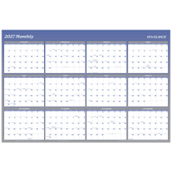 AT-A-GLANCE® 2027 Vertical Horizontal Reversible Erasable Yearly Wall Calendar, Blue, Extra Large, 48" x 32"