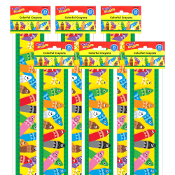 TREND Bolder Borders, 2-3/4" x 35-3/4', Colorful Crayons, Set Of 6 Packs