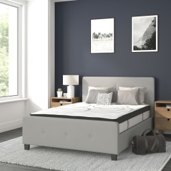 Flash Furniture Tribeca Tufted Upholstered Platform Bed with 10" , Full, 40"Hx56-1/4"Wx81"L, Light Gray - HGBM1026