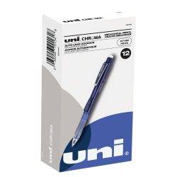 uni-ball® Chroma Auto-Advancing Mechanical Pencils With Hexagonal Twist Eraser, 0.7 mm, Cobalt Blue Barrel, Pack Of 12 Pencils