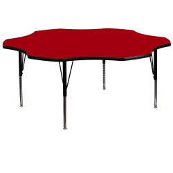Flash Furniture Flower Thermal Laminate Activity Table With Short Height-Adjustable Legs, 25-1/8" x 60", Red