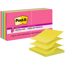 Post-it® Super Sticky Pop-Up Dispenser Notes, 3" x 3", Energy Boost Collection, Pack Of 10 Pads