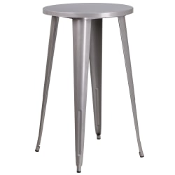 Flash Furniture Commercial Grade 24" Round Metal Indoor-Outdoor Bar Height Table, Silver