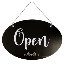 COSCO® "Open/Closed" Reversible Sign, 12" x 8", Black/White