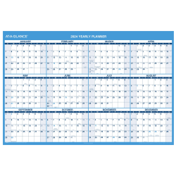 2024 AT-A-GLANCE® Horizontal Reversible Erasable Yearly Wall Calendar, 48" x 32", January to December 2024, PM30028