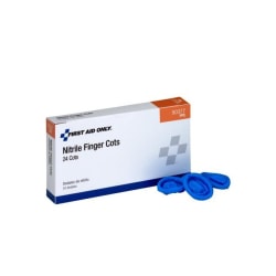 First Aid Only Large Nitrile Finger Cots, 1" x 3", Blue, Box Of 24 Cots