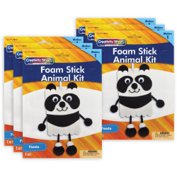Creativity Street Foam Stick Animal Kits, 11-1/4" x 7" x 1", Panda, Set Of 6 Kits