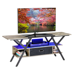 Bestier 55" LED Gaming TV Stand For 65" TV With Drawer & Storage Shelf, 22"H x 55-1/8"W x 15-3/4"D, Gray Wash