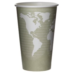 Eco-Products GreenStripe PLA Hot Cups, 16 Oz, 100% Recycled, White/Green, Pack Of 1,000 Cups
