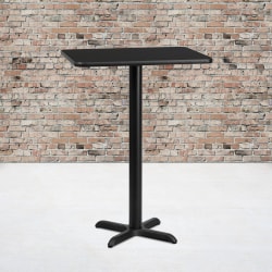 Flash Furniture Rectangular Laminate Table Top With Bar Height Table Base, 43-3/16"H x 24"W x 30"D, Black