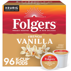 Folgers French Vanilla Keurig Single Serve K-Cup Pods, 24 Pods Per Pack, Case Of 4 Packs