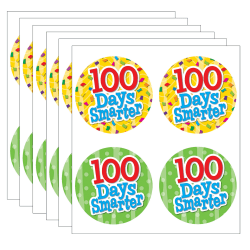 Teacher Created Resources Wear 'Em Badges, 100 Days Smarter, 32 Per Pack, Set Of 6 Packs