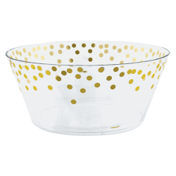 Amscan Metallic Dots Plastic Serving Bowls, 116.7 Oz, Clear/Gold, Set Of 2 Bowls