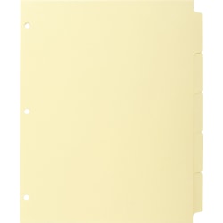 Business Source Mylar-reinforced Plain Tab Indexes - 5 Write-on Tab(s) - 8.5" Dividerx 11" Divider - Letter - 3 Hole Punched - Canary Tab(s) - 36/Box