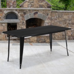 Flash Furniture Commercial Grade Indoor/Outdoor Metal Table, 29-1/2"H x 31-1/2"W x 63"D, Black
