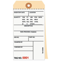 B O X Packaging Manila Inventory Tags, 2-Part Carbonless, 1500-1999, Box Of 500