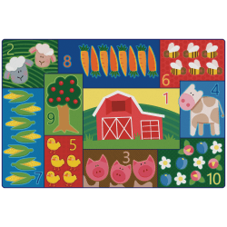Carpets for Kids® Pixel Perfect Collection™ Farm Counting and Seating Rug, 4' x 6', Multicolor