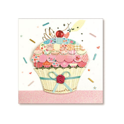 Viabella Birthday Greeting Card With Envelope, Cherry Cupcake, 5" x 7"