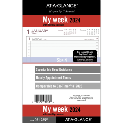 AT-A-GLANCE® Weekly Loose-Leaf Planner Refill Pages, 5-1/2" x 8-1/2", January to December 2024, 061-285Y
