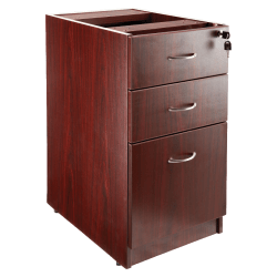 Lorell® Essentials 22"D Vertical 3-Drawer Fixed Pedestal File Cabinet, Metal, Mahogany