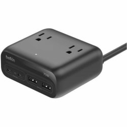Belkin - Power strip - AC - input: Type B - output connectors: 3 (3 x Type B, 2 x 24 pin USB-C (PD), 2 x USB) - 5 ft cord
