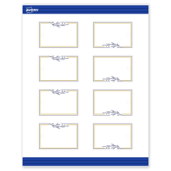 Avery® Print-To-The-Edge Tags With Sure Feed® Technology, S00-DNQ-PRMWT10, Rectangle, 2" x 3", Matte White, Preprinted Gold & Navy Border with Florals Design, Pack Of 80