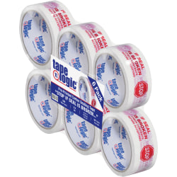Tape Logic® Stop If Seal Is Broken Preprinted Carton-Sealing Tape, 3" Core, 2" x 55 Yd., Red/White, Case Of 6