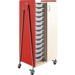 Safco® Whiffle Double-Column Rolling Storage Cart With Wardrobe Bar, 60"H x 30"W x 19-3/4"D, Red