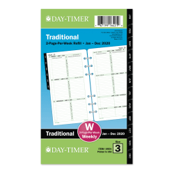 Day-Timer® Classic Weekly Refill, 6-3/4" x 3-3/4", January to December 2020