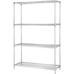 Lorell® Industrial Wire Shelving Starter Unit, 36"W x 24"D, Chrome