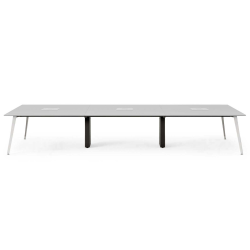 Branch Furniture 144"W 6-Person Computer Desk, Fog Top/White Leg