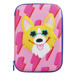 Office Depot® Brand Hardtop Pencil Case, 9" x 6-1/4", Pink Corgi, Total Quantity 1