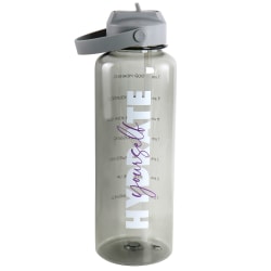 Gibson Home Brever Hydrate Yourself Hourly Motivation Water Bottle, 50 Oz, Gray