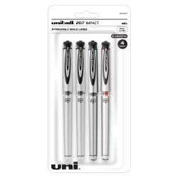 uni-ball® 207™ Impact™ Gel Pens, Bold Point, 1.0 mm, Assorted Barrels, Assorted Ink Colors, Pack Of 4
