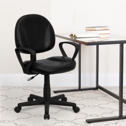 Flash Furniture Ergonomic LeatherSoft Mid-Back Swivel Task Chair, Black