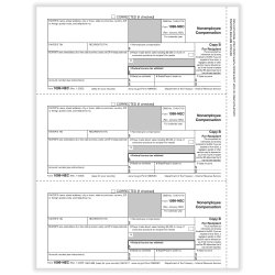 ComplyRight® 1099-NEC Tax Forms, Recipient Copy B, 3-Up, Laser, 8-1/2" x 11", Pack Of 150 Forms